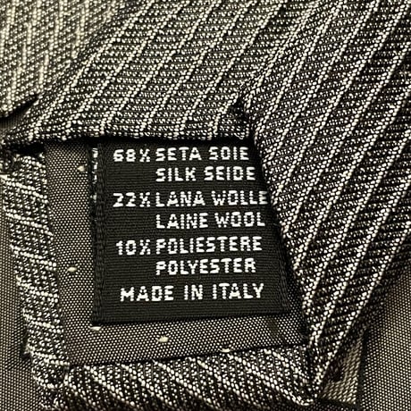 MADE IN ITALY製 GIANFRANCO FERRE ストライプ柄シルクウールネクタイ シルバーグレー