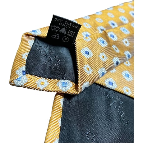 MADE IN ITALY製 Guy Laroche 小紋柄 シルクネクタイ オレンジ