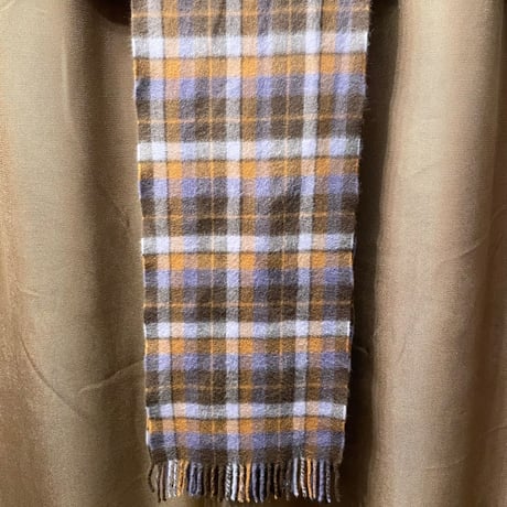 MADE IN SCOTLAND製 KENSPECKLE チェック柄ウールアンゴラマフラー ブラウン×パープル