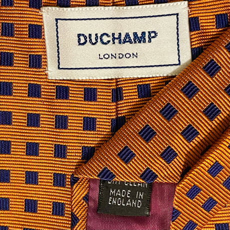MADE IN ENGLAND製 DUCHAMP 小紋柄シルクネクタイ オレンジ