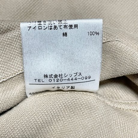 【SHIPS取り扱い】MADE IN ITALY製 Errico Formicola 鹿の子長袖ポロシャツ ベージュ Mサイズ