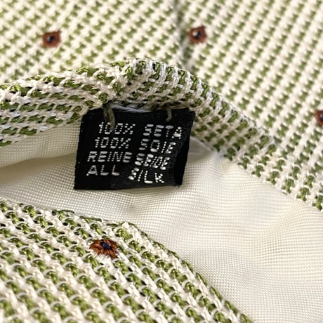 MADE IN ITALY製 stefanobigi TOMORROWLAND別注 ドット柄シルクネクタイ オリーブ×ブラウン