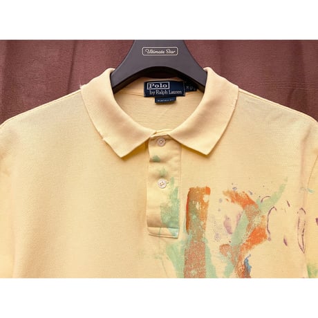 Polo by Ralph Lauren ダメージ加工半袖鹿の子ポロシャツ イエロー Mサイズ