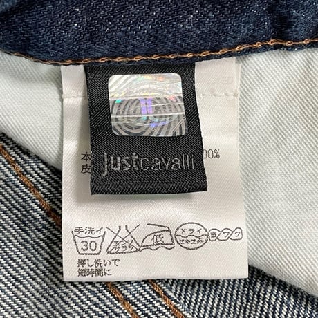 MADE IN ITALY製 Just Cavalli ダメージ加工デニムパンツ インディゴ W40サイズ