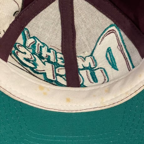 レア タグ付き 90s The Game NHL MIGHTY DUCKS ウール混ヴィンテージスナップバックキャップ バーガンディ