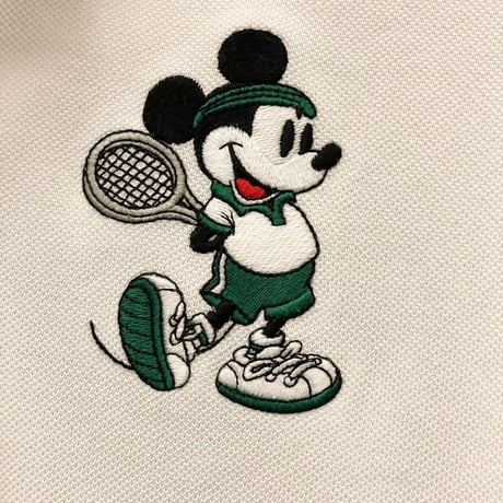 LACOSTE × DISNEY MICKEY MOUSE 刺繍入り半袖鹿の子ポロシャツ ホワイト 3/Sサイズ