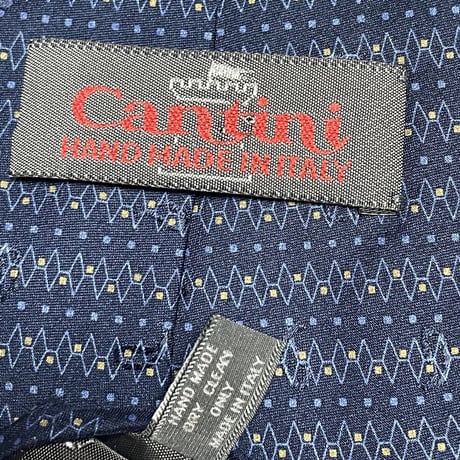 MADE IN ITALY製 Cantini HANDMADE 総柄シャドーペイズリー柄シルクネクタイ ネイビー