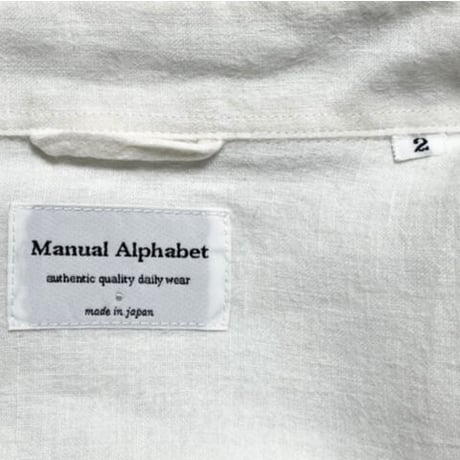 MADE IN JAPAN製 MANUAL ALPHABET 半袖リネンシャツ オフホワイト 2サイズ