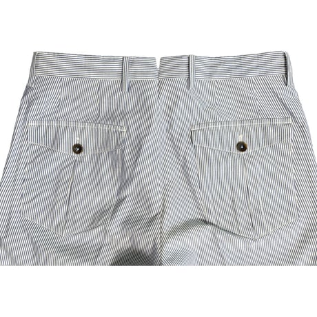 MADE IN ROMANIA製 PT01 Sailor ヒッコリーストライプ柄コットンスラックス ブルー×ホワイト 46サイズ