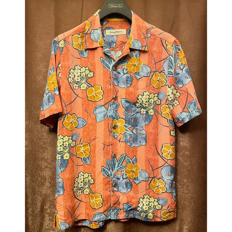 Tommy Bahama 半袖シルクアロハシャツ オレンジ Sサイズ