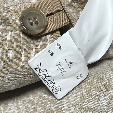MADE IN ITALY製 Mr. Rick Tailor リネンコットンテーラードジャケット ベージュ 50サイズ
