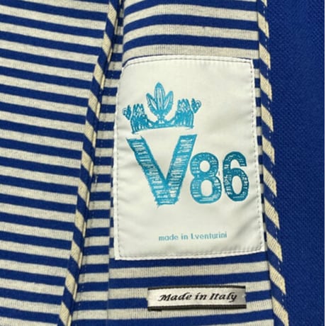 【BARNEYS NEWYORK 取り扱い】 MADE IN ITALY製 V86 コットンテーラードジャケット ブルー Sサイズ