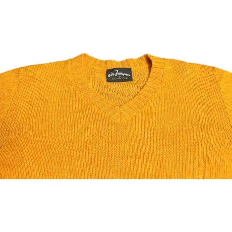 MADE IN ITALY製 air Jumper by SCAGLIONE Vネックウールセーター オレンジ Sサイズ