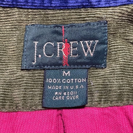 MADE IN USA製 90's J.CREW 長袖コーデュロイクレイジーカラーシャツ マルチカラー Mサイズ