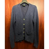 MADE IN ENGLAND製 HIGHLAND2000 リネンコットン ニットカーディガン ネイビー Mサイズ