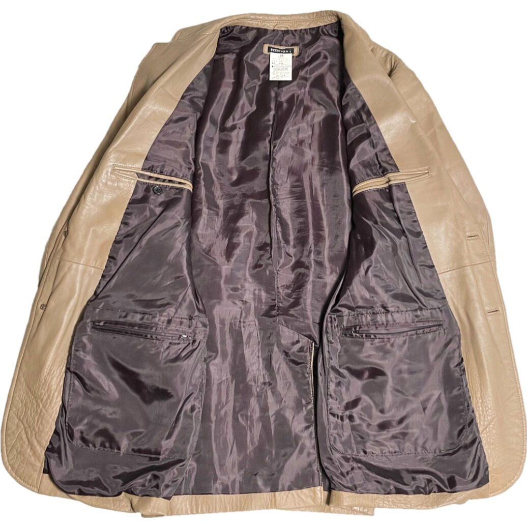 △訳あり商品△ TETSU s.p.a ラムレザーテーラードジャケット ベージュ