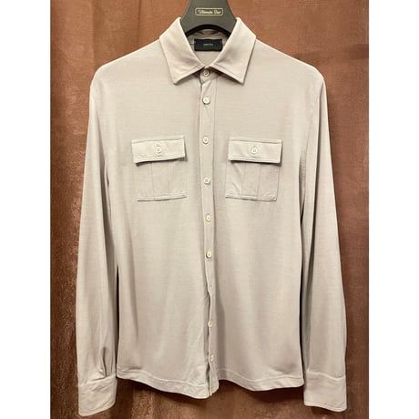 ▲訳あり商品▲ MADE IN ITALY製 ZANONE ICE COTTON 長袖ニットシャツ グレージュ