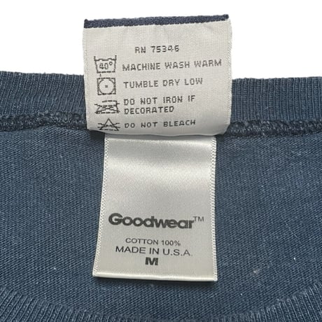 MADE IN USA製 Goodwear ポケット付きクルーネック五分袖Tシャツ ブルーグリーン Mサイズ