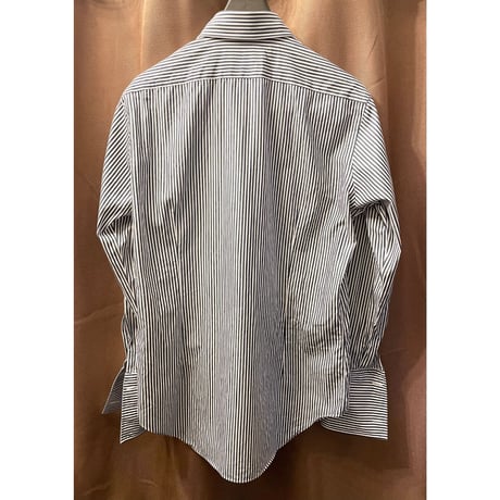 MADE IN JAPAN製 Maker's Shirt 鎌倉 225 Liberty SLIM FIT 長袖ダブルカフスストライプシャツ ネイビー×ホワイト 40-81サイズ