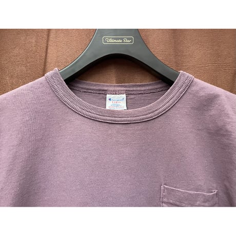 MADE IN USA製 Champion T1011 ヘビーウェイトポケット付き半袖Tシャツ スモーキーパープル Sサイズ