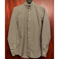 ▲訳あり商品▲ MADE IN JAPAN製 KAMAKURA SHIRTS イタリア生地長袖ストライプタブカラーシャツ ブラウン×パープル