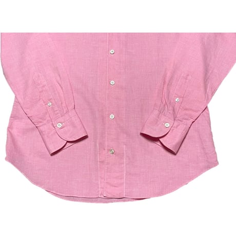 【BARNEYS NEWYORK 取り扱い】 MADE IN ITALY製 Finamore 長袖スキッパーシャツ ピンク Mサイズ