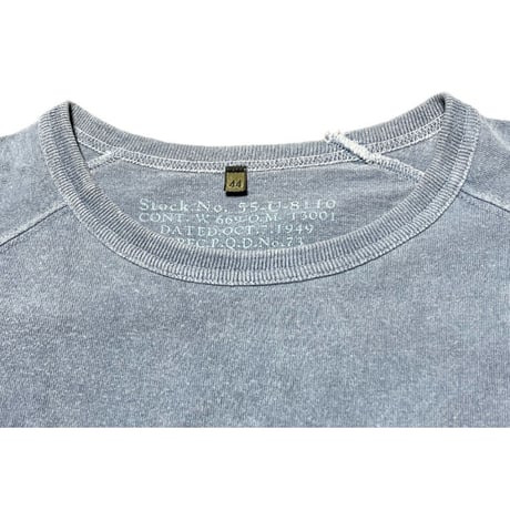 MADE IN JAPAN製 NIGEL CABOURN ヴィンテージ加工ポケット付き半袖Tシャツ ブルーグレー 44サイズ