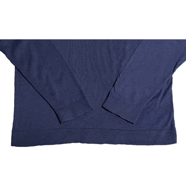 ANDREA FENZI イタリア製 ウールシルク半袖ニットポロ 48 ブルー ANDREA FENZI イタリア製 ウールシルク半袖ニットポロ 48 ブルー