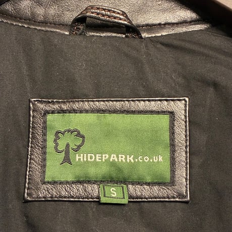 ▲訳あり商品▲ HIDEPARK .co.uk 本革 レザーシングルライダースジャケット ダークブラウン Sサイズ