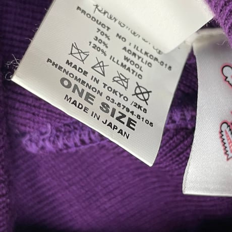 MADE IN JAPAN製 PHENOMENON 2008年モデル 刺繍入りニット帽 パープル Fサイズ