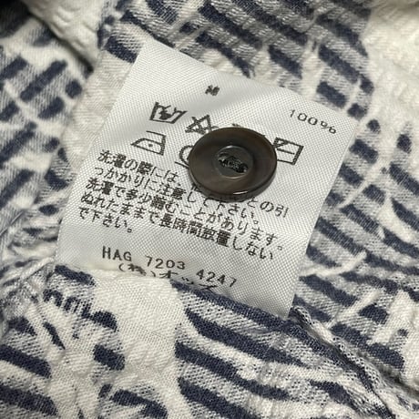 LOUNGE LIZARD シアサッカー生地アロハシャツ ホワイト×ネイビー 3/Lサイズ