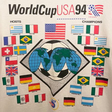 激レア MADE IN USA製 90s 公式ライセンス品 HIGH5 1994 FIFA WORLD CUP USA Hanes HEAVYWEIGHTボディ プリントTシャツ Lサイズ