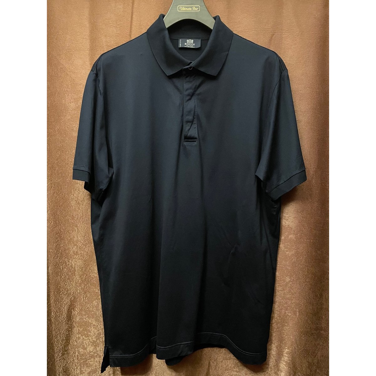 MADE IN ITALY製 BOGGI MILANO 半袖ニットポロシャツ ネイビー