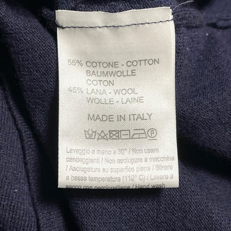 MADE IN ITALY製 ANDREA FENZI ハイネックコットンウールセーター ネイビー 48サイズ