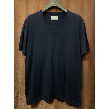 MADE IN BELGIUM製 pyjama clothing VネックTシャツ ネイビー