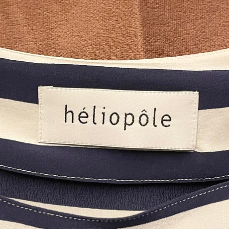 HÉLIOPÔLE ボーダー柄シルクワンピース ネイビー×ホワイト 36サイズ