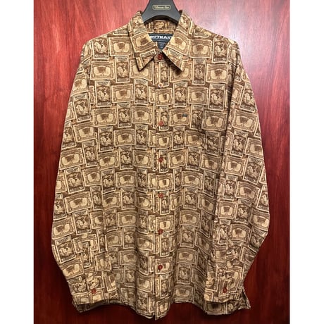 レア THE OUTKAST CLOTHING COMPANY 長袖総柄シャツ ブラウン XXLサイズ
