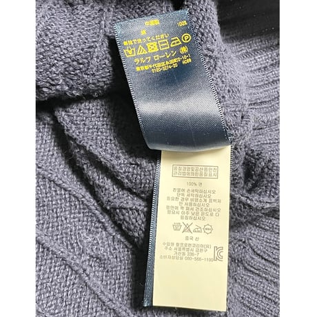 POLO RALPH LAUREN クルーネックケーブルコットンセーター ネイビー XSサイズ