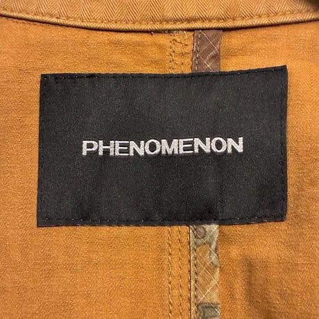 MADE IN JAPAN製 PHENOMENON 2012年AWモデル シャドーヘリンボーン柄 コットンチェスターコート キャメル 38/Mサイズ