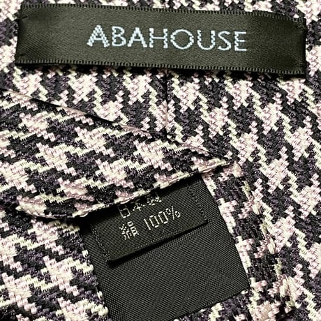 ▲訳あり商品▲ MADE IN JAPAN製 ABAHOUSE 千鳥格子柄シルクネクタイ パープル