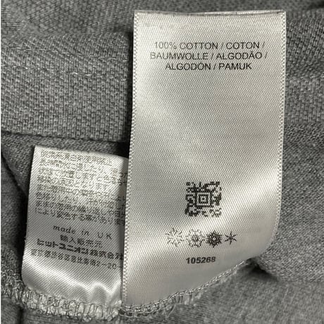▲訳あり商品▲ MADE IN ENGLAND製 FRED PERRY 襟ラインツートーンカラー半袖鹿の子ポロシャツ グレー×ホワイト 42/XLサイズ