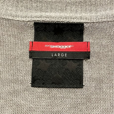 ▲訳あり商品▲ SWAGGER ヘンリーVネックニットTシャツ グレー Lサイズ
