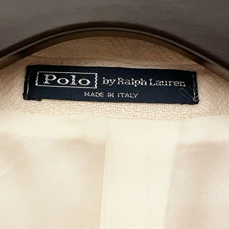 MADE IN ITALY製 Polo by Ralph Lauren リネンテーラードジャケット アイボリー AB7サイズ