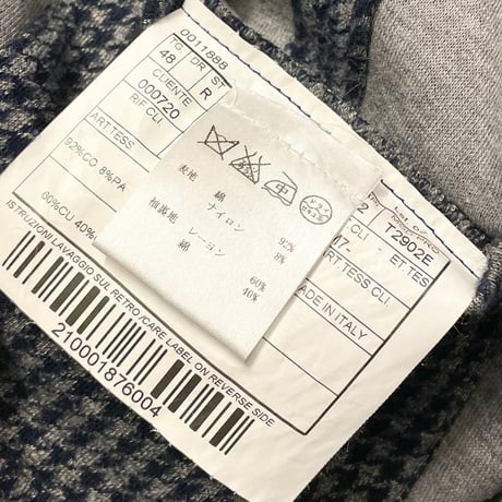 【ESTNATION 取り扱い】 MADE IN ITALY製 BOGLIOLI WIGHT 千鳥格子柄 ニットジャージテーラードジャケット ネイビー×グレー 48サイズ
