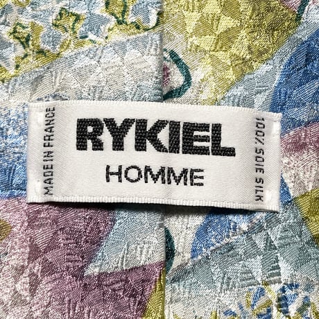 MADE IN FRANCE製 RYKIEL HOMME 総柄ハンドメイドシルクネクタイ マルチカラー