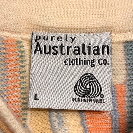 MADE IN AUSTRALIA製 Purely Australian Clothing Co. パステルカラー 3Dニットウールセーター ベビーイエロー Lサイズ