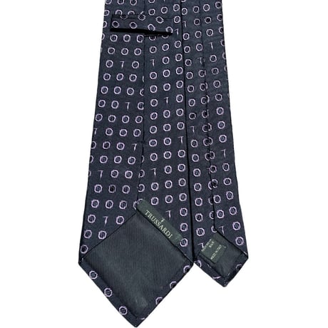 MADE IN ITALY製 TRUSSARDI ドット柄シルクネクタイ パープル