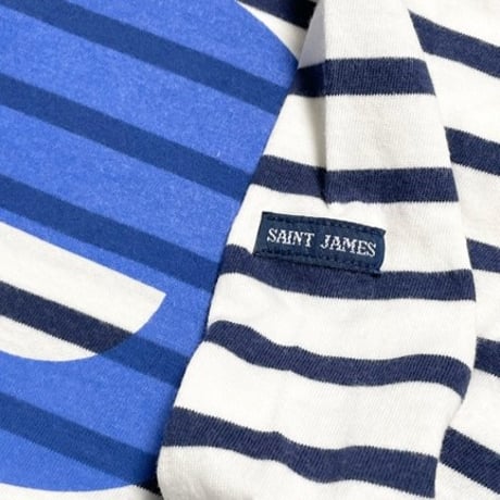 MADE IN FRANCE製 eYe JUNYA WATANABE MAN × SAINT JAMES Wネームボーダー柄カットソー ホワイト×ネイビー Sサイズ