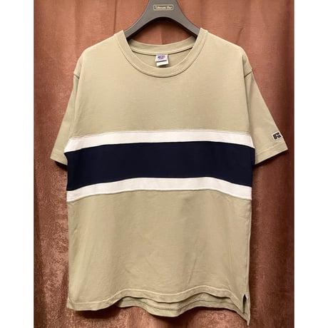 JOURNAL STANDARD × RUSSELL ATHLETIC PRO Cotton ボーダー切り替えTシャツ カーキ Mサイズ