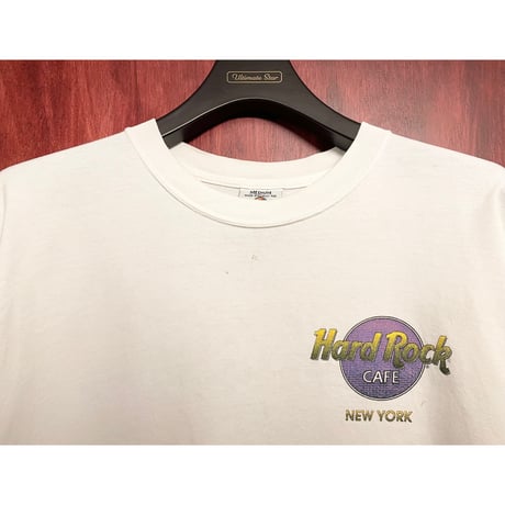 希少 MADE IN USA製 90s Hard Rock CAFE NEW YORK HEAVY TEE バックプリントTシャツ ホワイト Mサイズ